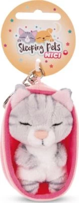 NICI Schlüsselanhänger Sleeping Pets Katze 8cm Grau